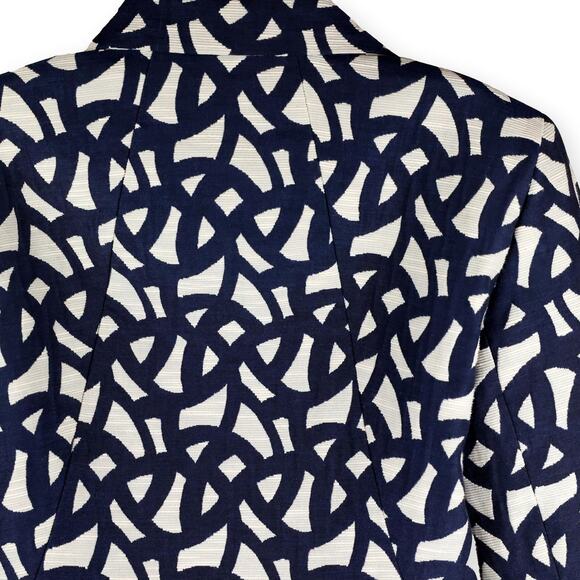 Lafayette 148 Womens Blazer Jacket Blue/Beige Geometric Print  10 - Picture 7 of 8